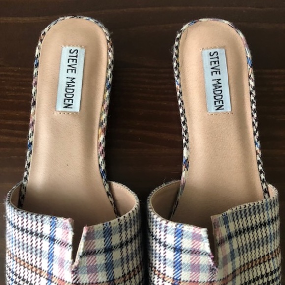 Steve Madden Ally Plaid flat slip on Mules sz 10 medium - Picture 4 of 9